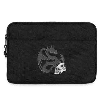 Schädelmuster, asiatische Drachensilhouette - Laptoptasche 13" - Schwarz - Vorne