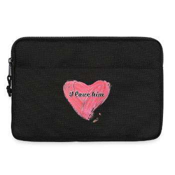 I love him | Liebe | Valentinstag - Laptoptasche 13" - Schwarz - Vorne