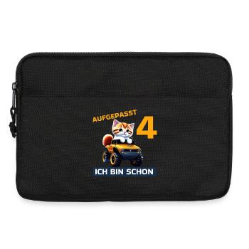 4. Geburtstag Katze auf Monstertruck 4 Jahre alt - Laptoptasche 13" - Schwarz - Vorne