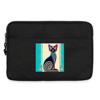 Neon Spiral Cat Art Deco - Laptop bag 13" - black - Front
