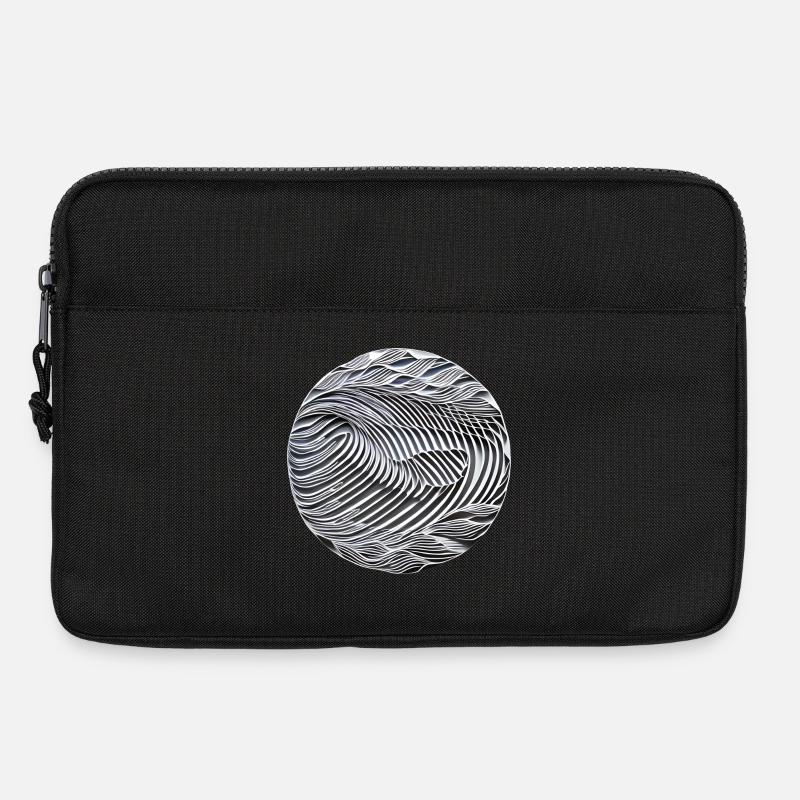 Abstrakte Schwarzweißwellen - Laptoptasche 13" - Schwarz