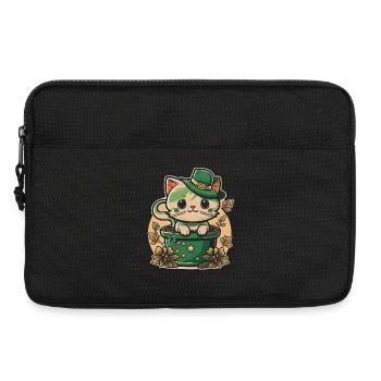 Chat dans le pot de fleurs Fête de la Saint-Patrick - Sacoche pour ordinateur portable 13 pouces - noir - Devant