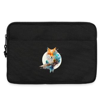 Fuchs aus Wasserfarben und runden Hintergrund - Laptoptasche 13" - Schwarz - Vorne
