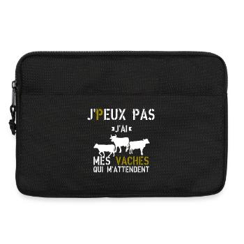 J Peux Pas J ai mes vaches qui m attendent - Sacoche pour ordinateur portable 13 pouces - noir - Devant