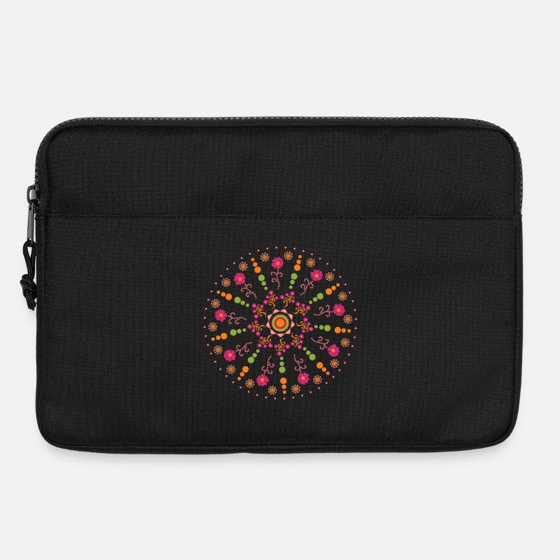 Mandala Frühling bunt - Laptoptasche 13" - Schwarz