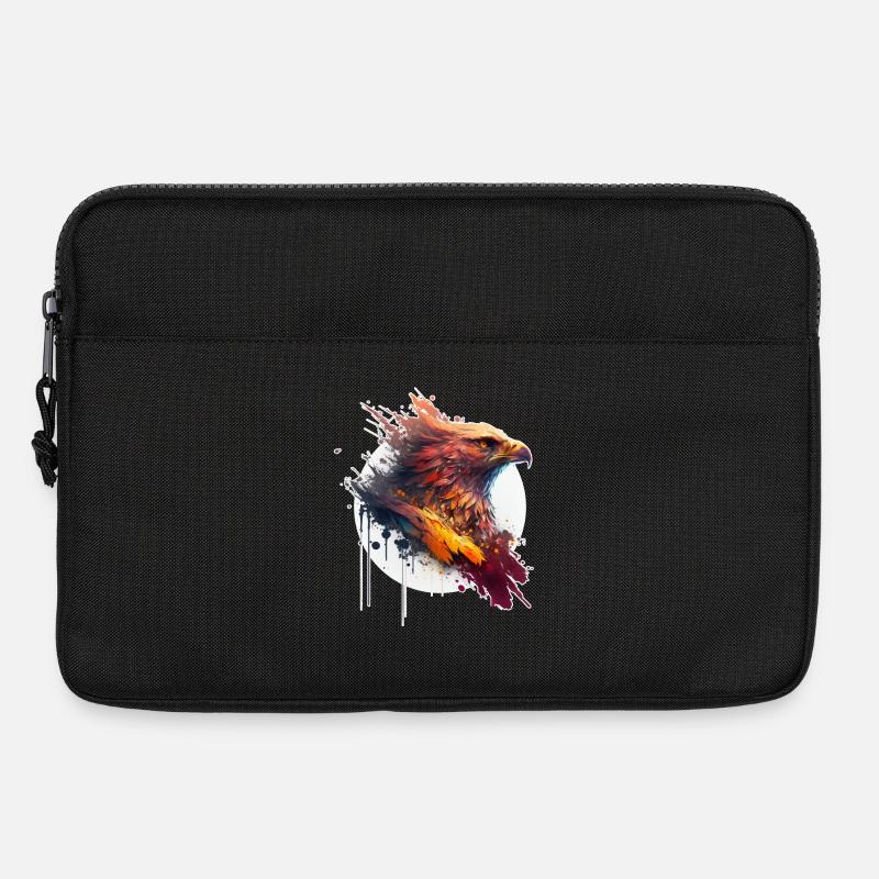 Red eagle with yellow eyes and white circle - Laptop bag 13" - black