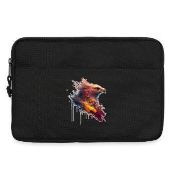Red bird of prey with yellow eyes, eagle design - Laptop bag 13" - black - Front