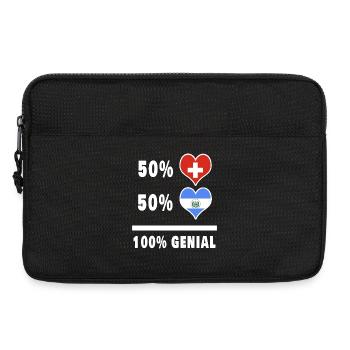 El Salvador und Schweiz 100% Genial Flagge - Laptoptasche 13" - Schwarz - Vorne