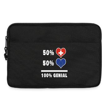 Europa und Schweiz 100% Genial Flagge - Laptoptasche 13" - Schwarz - Vorne