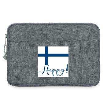 FINLAND FLAG - HAPPY SIGN - Laptop bag 13" - heather grey - Front