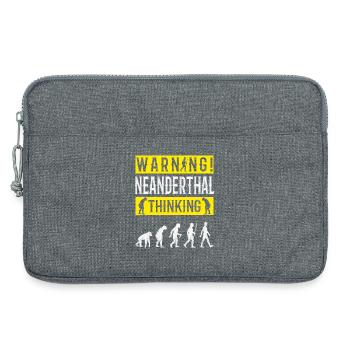 Warning! Neanderthal-thinking anthropologist - Laptop bag 13" - heather grey - Front