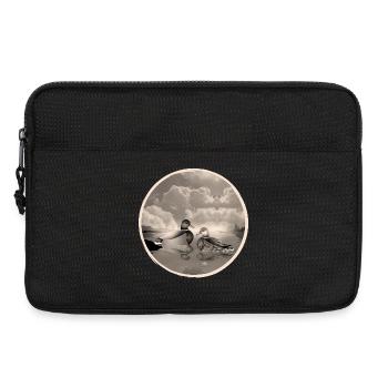 Duck couple in duck pond in nostalgic sepia - Laptop bag 13" - black - Front