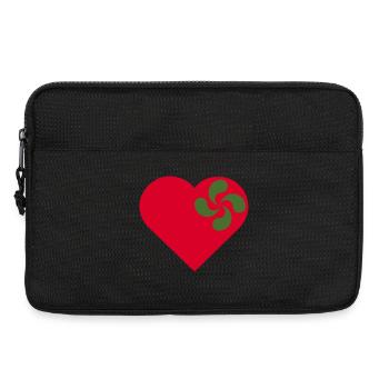 Amour du Pays-Basque. Coeur et lauburu. - Sacoche pour ordinateur portable 13 pouces - noir - Devant