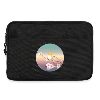 Canaries avec couronne sur branche de cerisier en fleur - Sacoche pour ordinateur portable 13 pouces - noir - Devant