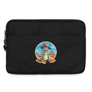 Dinosaure créatif avec chapeau dans le désert - Sacoche pour ordinateur portable 13 pouces - noir - Devant