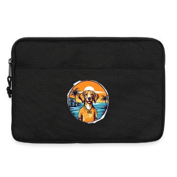 Dog with sunset on the beach - Laptop bag 13" - black - Front