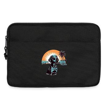 Labrador am Strand mit Sonnenuntergang - Laptoptasche 13" - Schwarz - Vorne