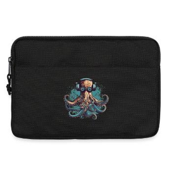 Cool nerdy octopus with glasses and headphones - Laptop bag 13" - black - Front