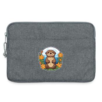 Niedliches Otter-Design | Sommerstimmung | Blumen - Laptoptasche 13" - Grau meliert - Vorne
