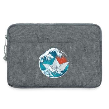 Bateau en papier origami - Sacoche pour ordinateur portable 13 pouces - gris chiné - Devant