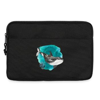 Orca Watercolor – Deep Ocean Art Print - Laptop bag 13" - black - Front