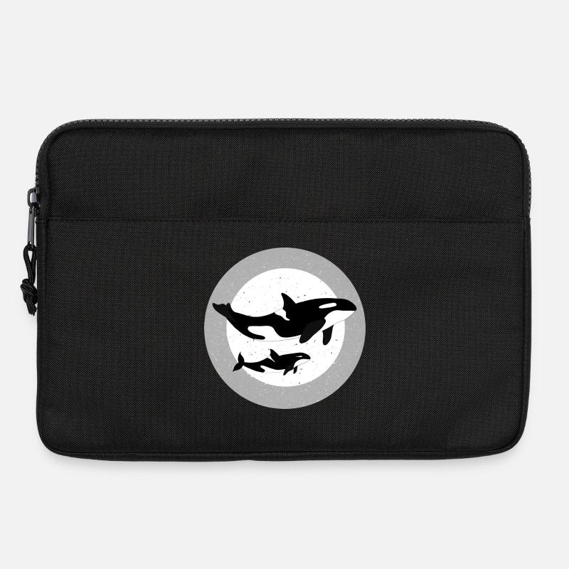 Wal und Orca Illustration - Laptoptasche 13" - Schwarz