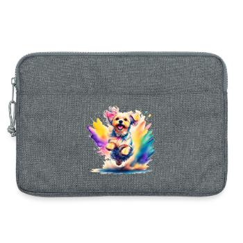 Chiot Maltais sautant - Sacoche pour ordinateur portable 13 pouces - gris chiné - Devant