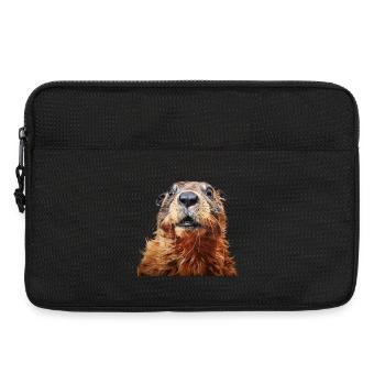 Murmeltier schaut erschreckt - Laptoptasche 13" - Schwarz - Vorne