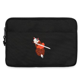 cat in kimono biting sword - Laptop bag 13" - black - Front