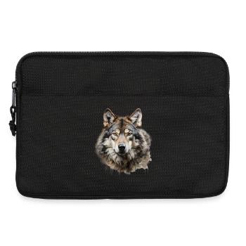 Wolf Portrait – Wildtier Alpen Design - Laptoptasche 13" - Schwarz - Vorne