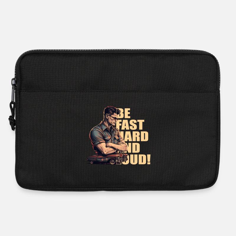 Mechanic with classic car - Laptop bag 13" - black