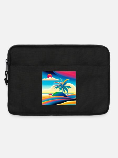 Strand Sonnenuntergang im 80er Stil - Laptoptasche 13" - Schwarz