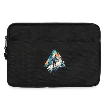 Geometrischer Bergsteiger im Polygonstil - Laptoptasche 13" - Schwarz - Vorne