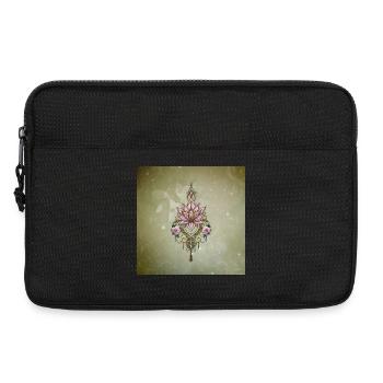 Symbole de fleur de lotus fantaisie art ligne flore - Sacoche pour ordinateur portable 13 pouces - noir - Devant