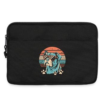 Chien rétro au coucher du soleil avec lunettes de soleil - Sacoche pour ordinateur portable 13 pouces - noir - Devant