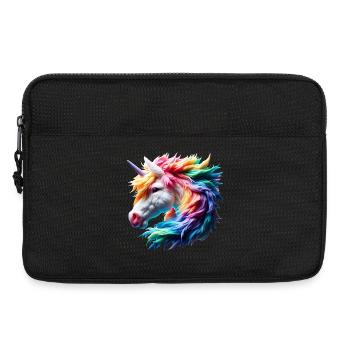 Bunter Einhornkopf - Laptoptasche 13" - Schwarz - Vorne