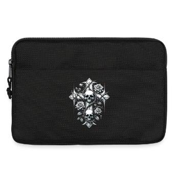 Croix, Vie, Mort, Épines, Roses, Crâne - Sacoche pour ordinateur portable 13 pouces - noir - Devant