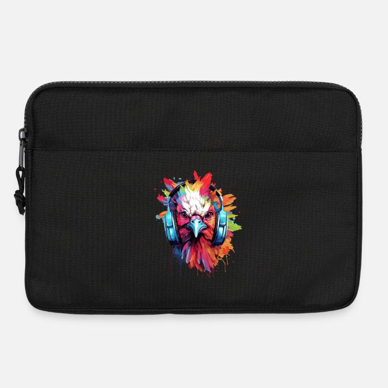 Huhn Hahn mit Kopfhörer Musik Henne Hühner - Laptoptasche 13" - Schwarz