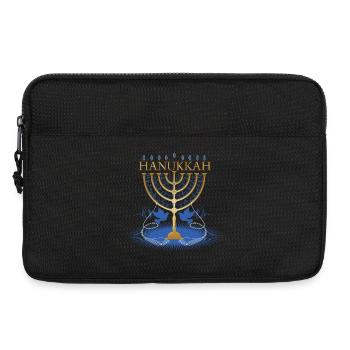 gold-colored Hanukkah candlestick with two doves - Laptop bag 13" - black - Front