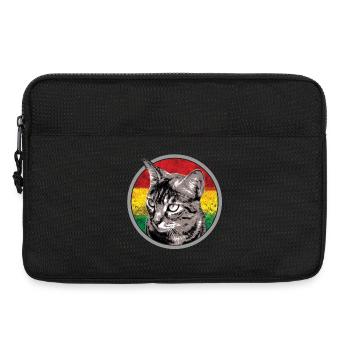 Cat face with reggae flag - Laptop bag 13" - black - Front