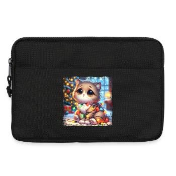Cute Christmas Cat Clumsy Tangled - Laptop bag 13" - black - Front