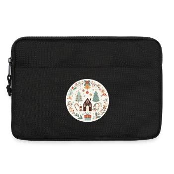 Christmas illustration with house and fir trees - Laptop bag 13" - black - Front