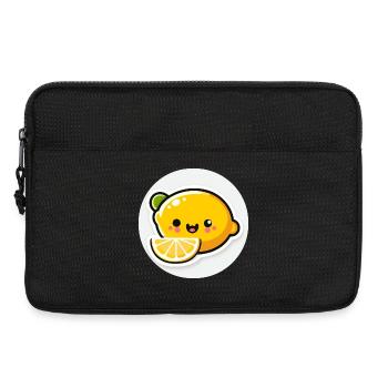 Cute laughing yellow lemon in comic style - Laptop bag 13" - black - Front