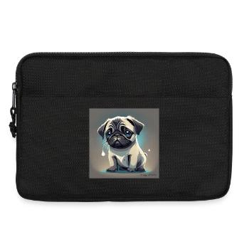 Verliebter Mops mit Tränen im Blick - Laptoptasche 13" - Schwarz - Vorne