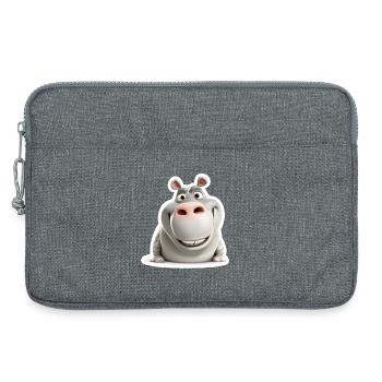 Chemise drôle d’hippopotame drôle d’animal souriant - Sacoche pour ordinateur portable 13 pouces - gris chiné - Devant