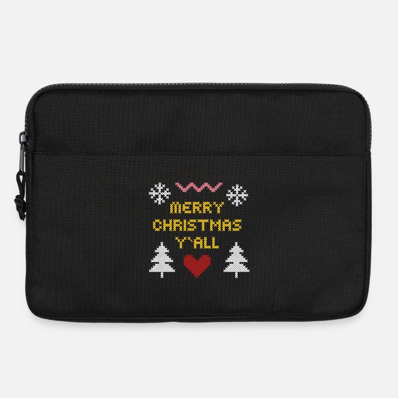 Warm Christmas Pattern in Pixel Art - Laptop bag 13" - black