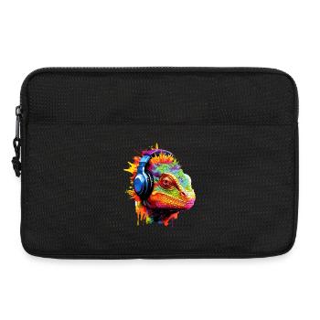 Chameleon with Headphones Music Chameleons - Laptop bag 13" - black - Front