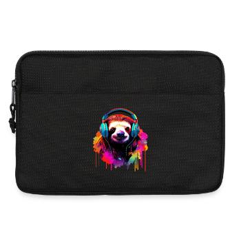 Paresseux avec des écouteurs Musique Paresseux fatigué Paresseux - Sacoche pour ordinateur portable 13 pouces - noir - Devant