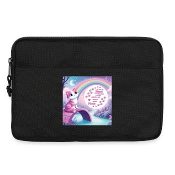 Chat avec arc-en-ciel - Sacoche pour ordinateur portable 13 pouces - noir - Devant