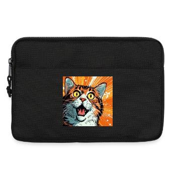 Expressive cat illustration in pop art style - Laptop bag 13" - black - Front